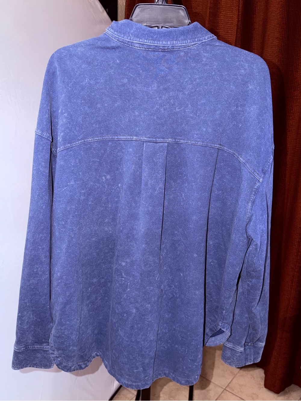 Washed Blue Button-Front Shirt Jacket - Lightweight Layer - Picture 4 of 4